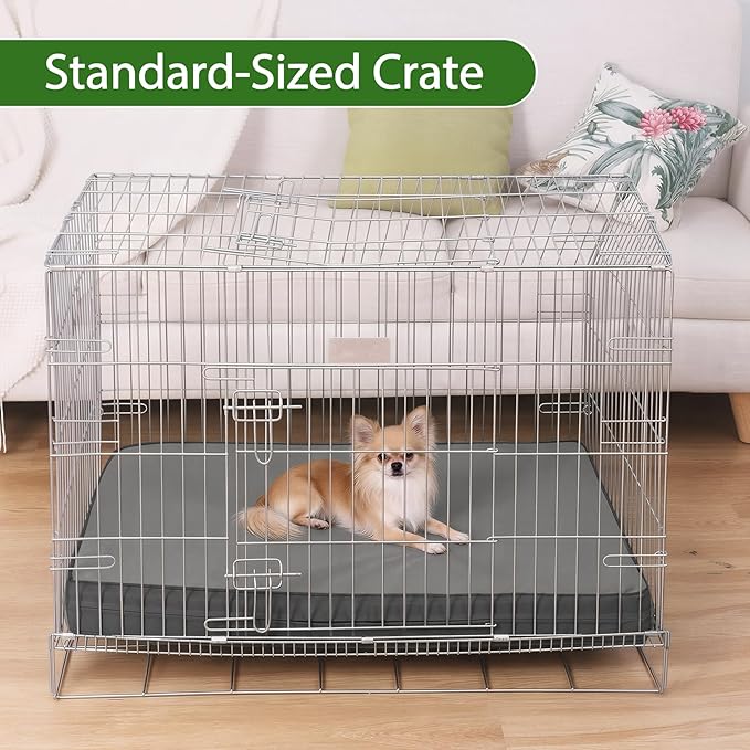 Vonabem Outdoor Waterproof Dog Bed Washable, Small Crate Pad 24 inch, Wipeable Puppy Beds with Removable Cover Reversible, Foam Leather Durable Anti-Slip Kennel Pads 23"x17" Grey - Image 6