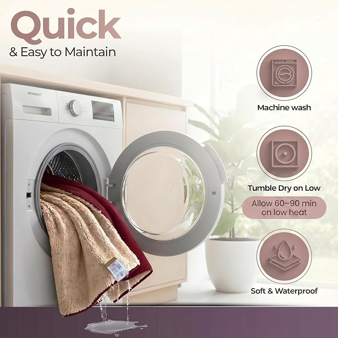 Sacred Weapon Waterproof Blanket for Sofa, Couch & Bed — Sherpa Fleece Splash & Period Blanket — Soft, Leakproof & Hypoallergenic — Dark Red 80"x50" - Image 8