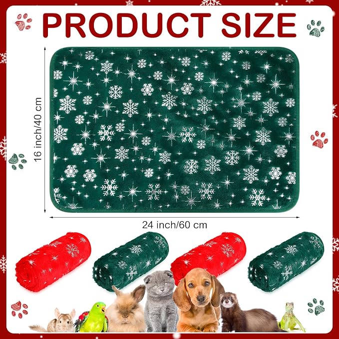 Tudomro 8 Pcs Guinea Pig Blankets Absorbent Washable Animal Fleece Bedding Cage Liners Waterproof Reusable Pet Pee Sleep Mat Pad Cover for Chinchilla Hamster Ferret(Snowflake,16 x 24 Inch) - Image 2