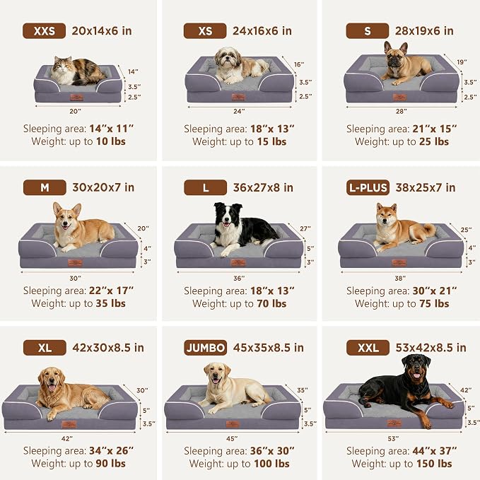 Comfort Expression Orthopedic Dog Beds for Large Sized Dog with Bolster | Waterproof Dog Couch Bed with Washable Cover & Non-Slip Bottom, Supportive Egg Crate Foam Large Pet Bed, 38x25 Inch - Image 8