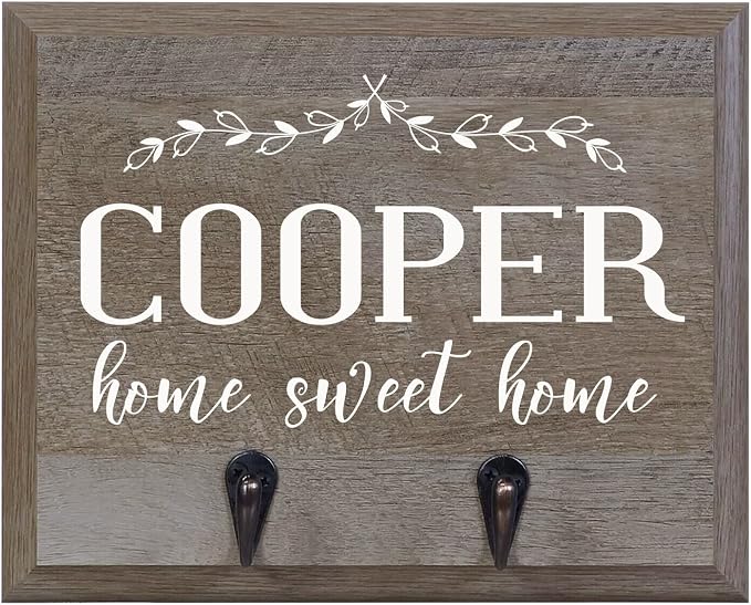 Rooms Organized Personalized Re-Engineered Family Name Barn Wood Decor Wall Mounted Coat Hat and Dog Leash Rack Storage with 2 Metal Hooks 10" w x 8" h 4.25" deep by LifeSongMilestones