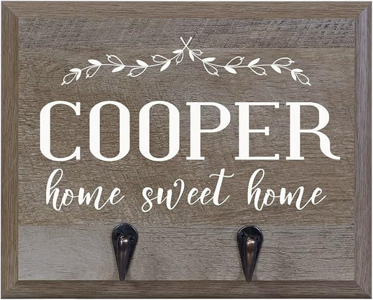 Rooms Organized Personalized Re-Engineered Family Name Barn Wood Decor Wall Mounted Coat Hat and Dog Leash Rack Storage with 2 Metal Hooks 10" w x 8" h 4.25" deep by LifeSongMilestones