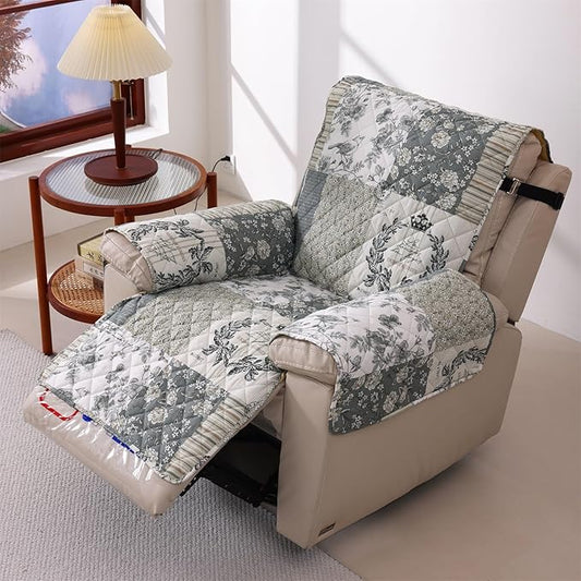 Skidproof Sofa Cover-Grey Bird Sofa Slipcover with Elastic Straps-Easy Fit Slip Cover-Washable Furniture Protector for Pets and Kids(Recliner,Grey) by cmfshape-quiltset