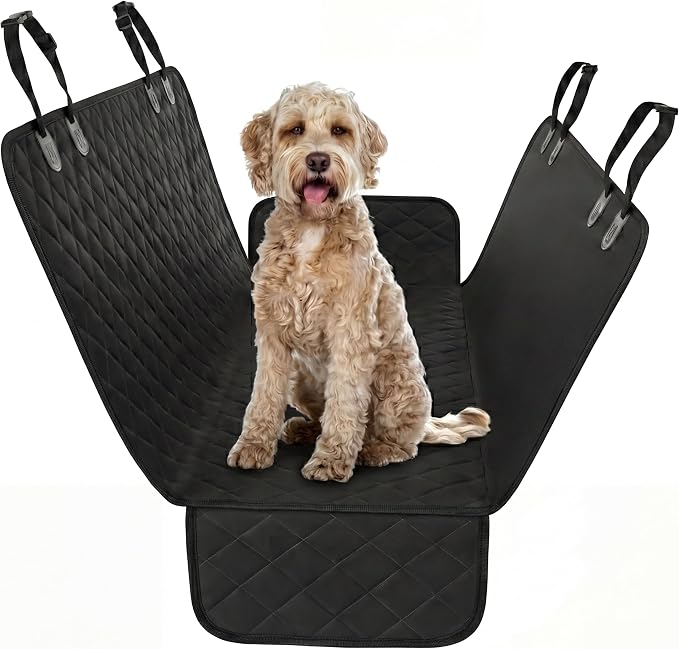 Active Pets Black Standard Dog Car Hammock Back Seat Cover, Waterproof Backseat Cover Protector for Truck Bench Rear of Sedans or SUVs, Essential Pet Supplies Vacuum or Wipe Clean, Machine Washable by ActivePets
