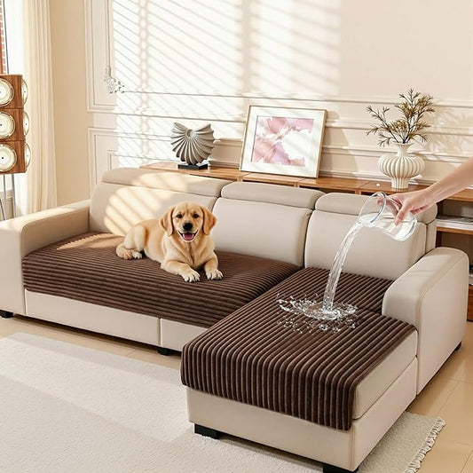 MEETSKY Sectional Couch Covers for Dog, 2 Pieces 100% Waterproof Non Slip Couch Cover for L Shape, Washable Sofa Cover for 3 Cushion Couch Sofa Pet Friendly, Chocolate, XX-Large, 35"x70.9"+35"x70.9" by MEETSKY