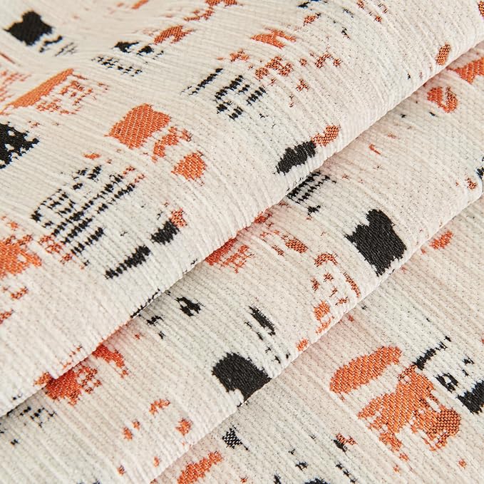 DREAMINGO Abstract Chenille Couch Cover Blanket Beige Orange Black Boho Sofa Cover, Washable Furniture Protector, Universal Slipcover for Couch, Geometric Brushstroke Jacquard, X-Large 71"x134" - Image 6
