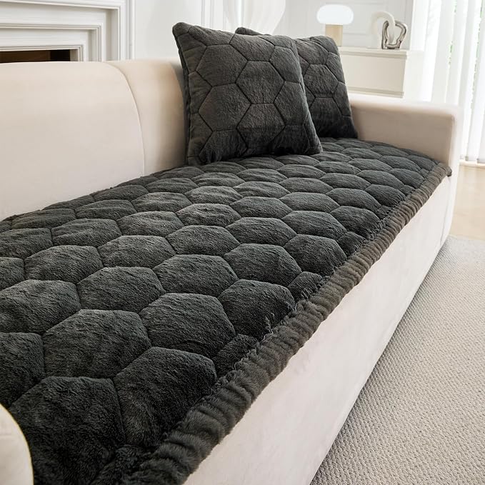 GKXLH Thick Sofa Cover Washable - Soft Flannel Universal Sofa Covers 2 3 4 Seater, Non-Slip Sofa Slipcovers, New Couch Covers Corner Sofa Cover Furniture Protector for Living Room (Dark Grey 70x180cm) by GKXLH