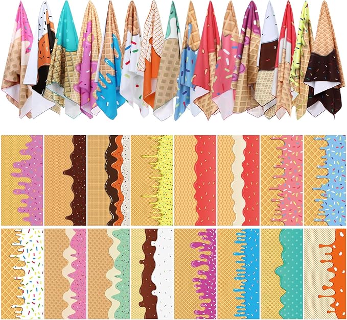 Redbaker 16 Packs 28 x 59 Inches Oversized Ice Cream Beach Towel Bulk Extra Large Pool Towels Set Microfiber Quick Dry Swim Towel Blanket for Women Men Adult Bath Travel(Colorful) by Redbaker