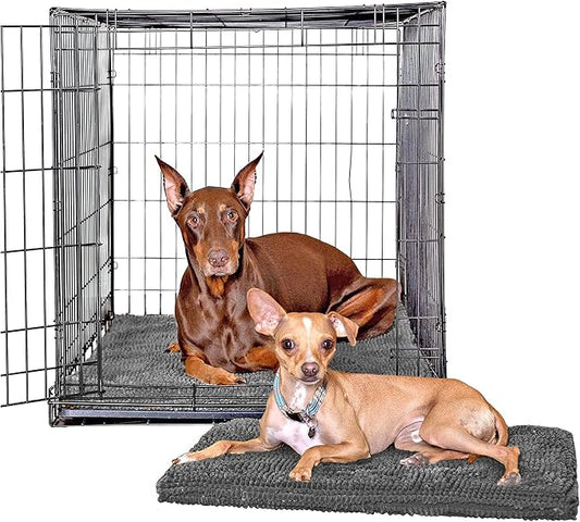 Soggy Doggy Crate Mate Dog Crate Pad, Gray, Small 18x24 | Reversible chenille pad; absorbs 7x its weight; fits wire, plastic crates & cars; puppy to senior dog; quick-dry by SoggyDoggyDoormat