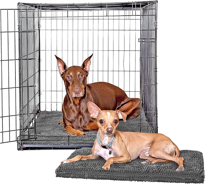 Soggy Doggy Crate Mate Dog Crate Pad, Gray, Extra-Large 28x42 | Reversible chenille pad; absorbs 7x its weight; fits wire, plastic crates & cars; puppy to senior dog; quick-dry by SoggyDoggyDoormat