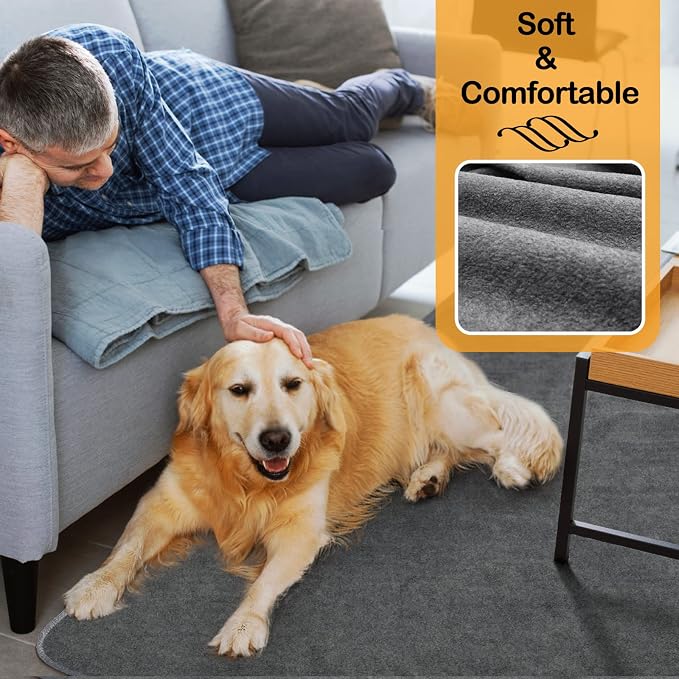 LOOBANI Non-Slip Washable Pee Pad for Dogs, 1 Pack Extra Large Reusable Dog Mat for Floor, Fast Absorbent Pet Whelping Pads, Puppy Playpen Mat for Incontinence, Housebreaking, Crate, 82x120in, Gray | Super Absorbent Reusable Puppy Pads, Machine Washabl... - Image 3