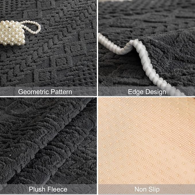 vctops Cable Jacquard Plush Sofa Couch Covers Boho Fuzzy Couch Cover for Dogs Soft Non Slip Sectional Sofa Slipcover Thick Warm Washable Furniture Protector for Kids, Pets (Grey,43"x82") - Image 7