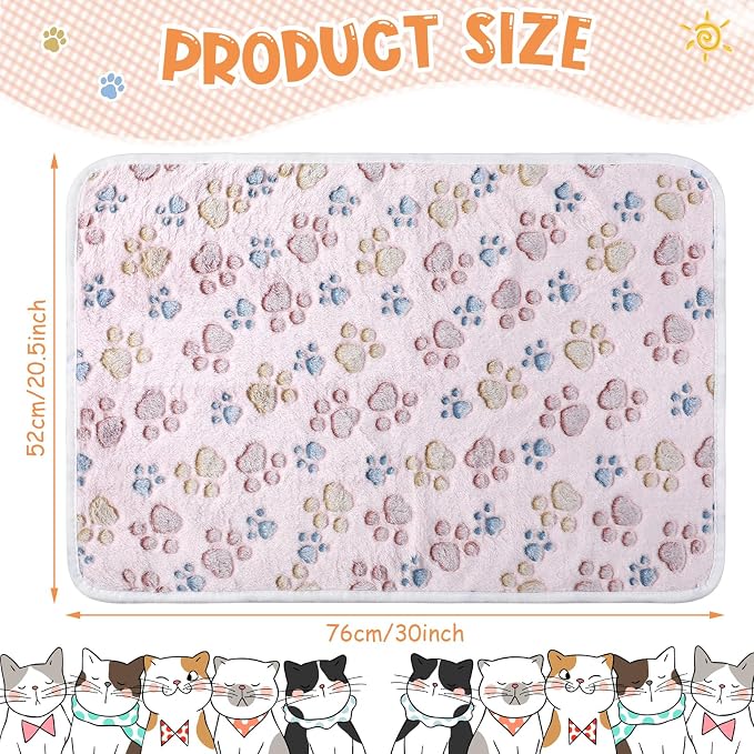 Tatuo 4 Pack Fleece Dog Blankets for Puppy Cats Multi-Size Sleep Mat for Pet Guinea Pig Soft Washable Warm Crate Bed Puppy Teething Toys Print Pattern Blanket Indoor(Beige,30 x 20.5 Inch,Paw) - Image 6