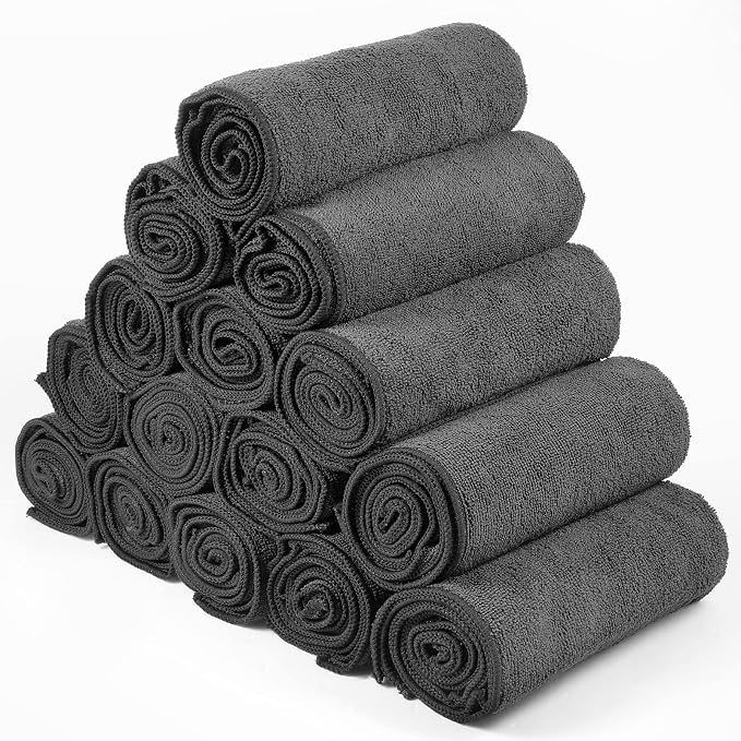 Shimeyao 40 Pack Bleach Proof Towels Microfiber Absorbent Resistant Hair Hand Towels Bulk Quick Dry for Barber Gym Bath Spa Shaving (Grey,16 x 29 Inch) - Image 4