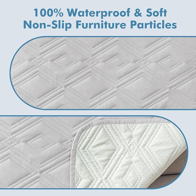Genina 100% Waterproof Recliner Chair Covers, Anti-Slip Recliner Cover Dog Chair Cover Furniture Protector, Chair Sofa Slipcover for Pets Dogs, 1 Piece (Off White, Recliner) - Image 5