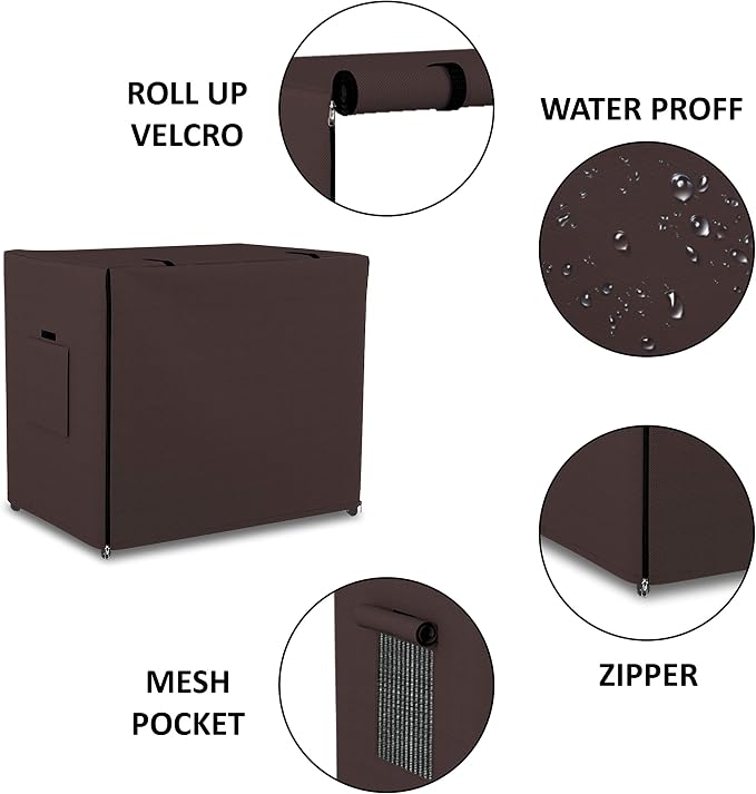 Dog Crate Cover 12 Oz Waterproof - Heavy Duty Privacy Dog Crate Cover with Mesh Pocket & Roll Up Window - Universal Fit Dog Kennel Cover (20" H x 25" W x 19" D, Coffee) - Image 2