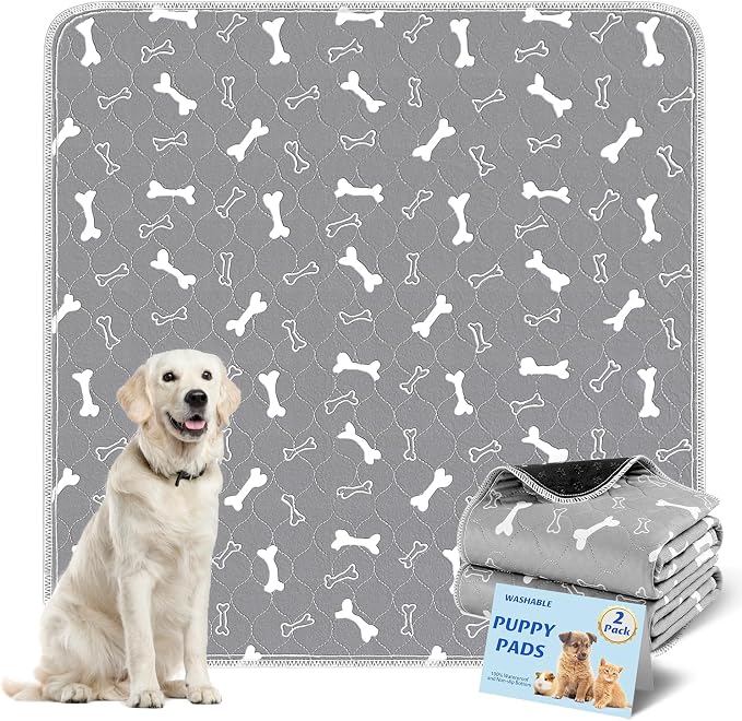 Washable Pee Pads for Dogs Large 54" x 54" 2-Pack Reusable Puppy Pads Pet Training Pads, Fast Absorb Dog Mats, Waterproof Whelping Pad, Non-Slip Protects Against Urine Leakage by Baodan