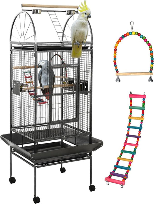 68'' Large Parrot Cage, Large Bird Cages for Parrots,Conure Cage for Birds, Cockatiel Cage with Play Top,Feeders,Slide-Out Tray,Seed Catcher,Birdcage Toys for Cockatoo,African Grey,Lovebird by SINOPET