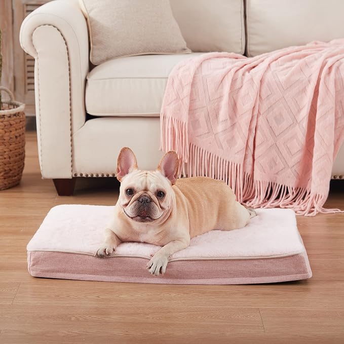 WATANIYA PET Memory Foam Medium Dog Bed, Cooling Dog Beds for Medium Dogs, Washable Orthopedic Pet Bed for Crate with Joint Relief Memory Foam, Waterproof Liner and Plush Cover (Pink) - Image 4
