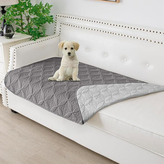 Waterproof Couch Cover for Dogs - Washable Pets Furniture Protector | TPU Leak-Proof Liner, Lightweight & Reversible, Fits Chair, Sofa, Bed, 30" x 53" , Lightgrey/Darkgrey by TuffeelHome
