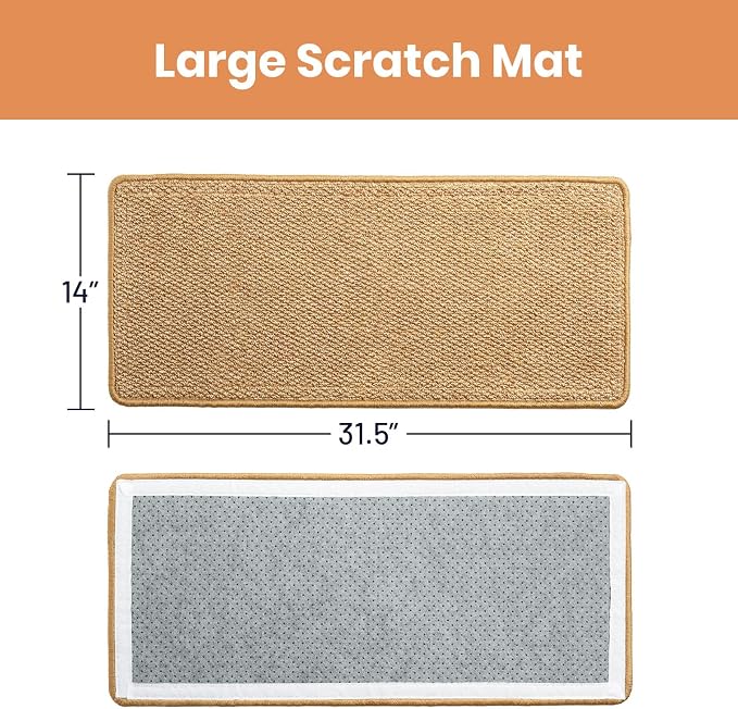 Ordora 31.5" Extra Large Cat Scratcher & Mat Set | Cat Scratch Pad&Bed – Cat Wall Scratcher Protects Sofas and Furniture – Ideal for Indoor Cats to Scratch and Rest - Image 2