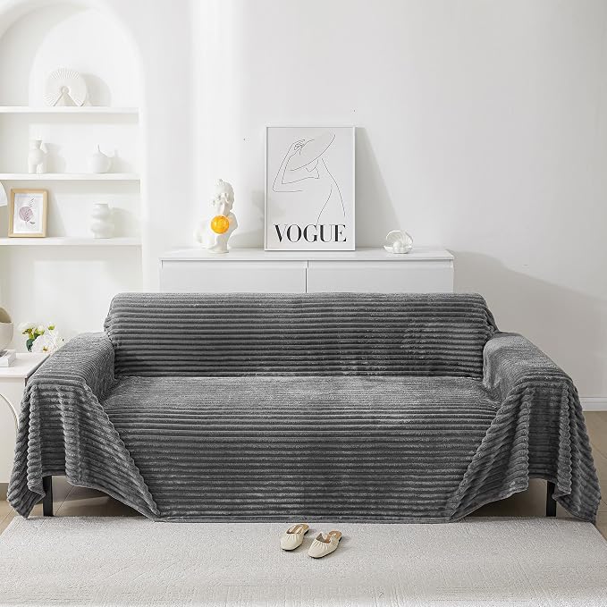HAOMAIJIA Faux Fur Sofa Covers Couch Covers for 3 Cushion Couch Sofa Pet Friendly Soft Non Slip Couch Cover for Dogs Washable Sectional Couch Covers L Shape Furniture Protector (Grey, 71"x150") - Image 7