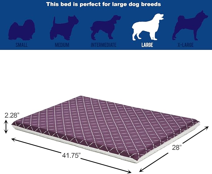 MidWest Homes for Pets Quiet Time Couture Paxton Dog Pad/Pet Bed Plum Fleece with Pillow Cover, Plum, 42" - Image 2