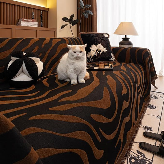 ROOMLIFE Leopard Couch Cover Boho Sofa Covers for 3 Cushion Couch Washable | Furniture Protector Sofa Couch Cover for Dogs, Soft Breathable Sofa Slipcover, Couch Throw Blankets with Tassels 71''X134'' by ROOMLIFE