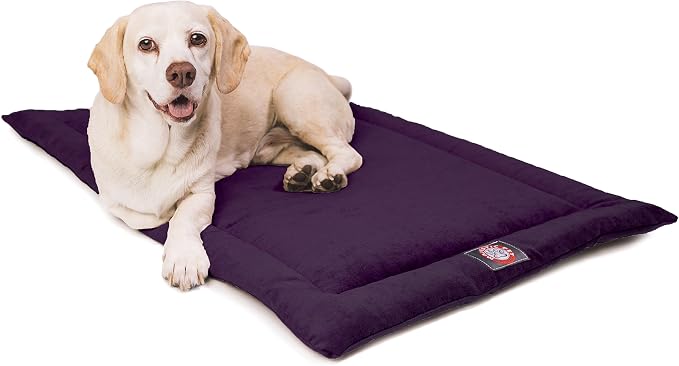 Majestic Pet Dog Crate Mat - Machine Washable Soft Plush Pet Bed Pad for Crates & Kennels | USA Crafted | 36"x23" Villa Aubergine by MajesticPet
