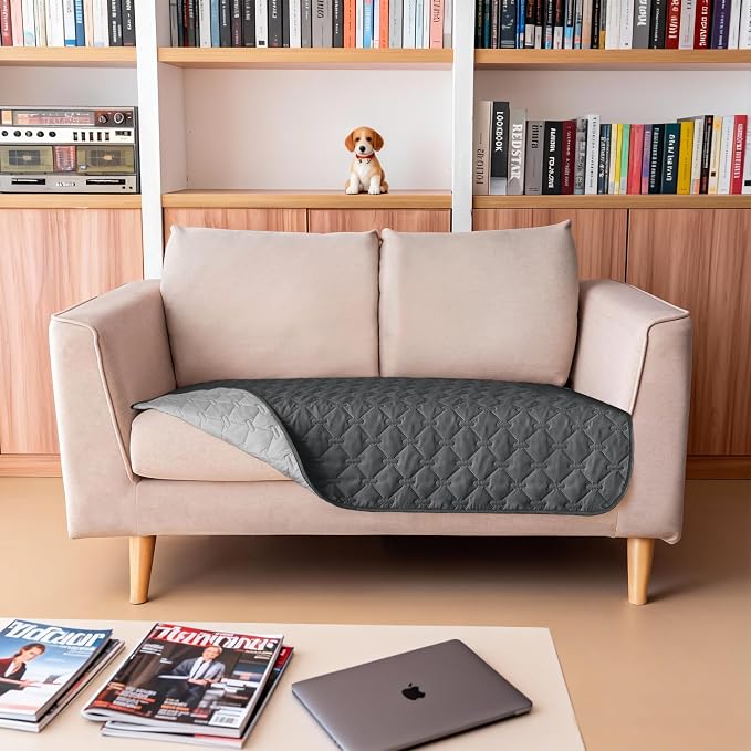 gogobunny 100% Double-Sided Waterproof Dog Bed Cover Pet Blanket Sofa Couch Furniture Protector for Puppy Large Dog Cat, Reversible (32x53 Inch (Pack of 1), Dark Grey/Light Grey) - Image 8