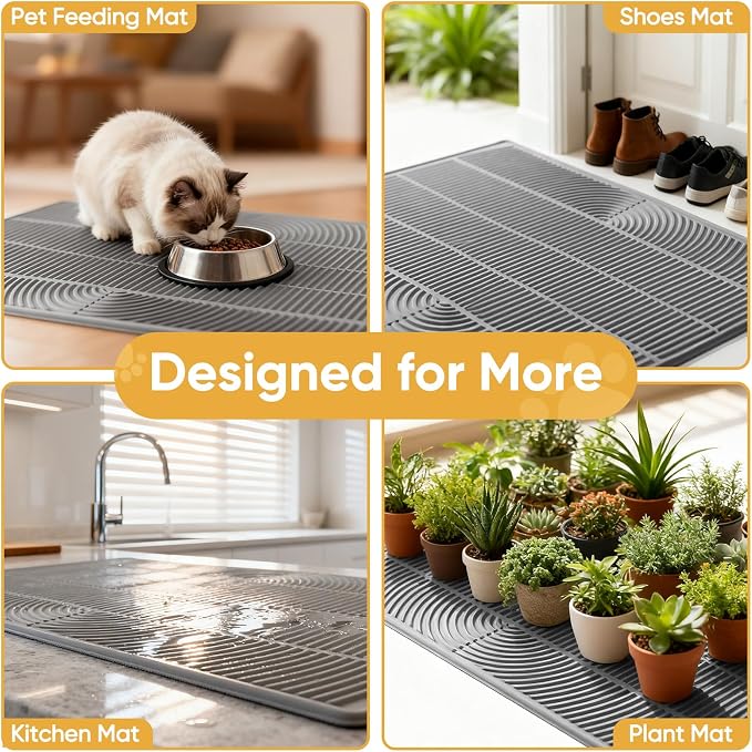 TRZZ XXL Cat Litter Mat, Large Silicone Waterproof Mat, Green | Non-Slip, Easy to Clean, Cat Litter Trapping Mat, Kitty Litter Catcher, Scatter Control, for Floor - Image 7