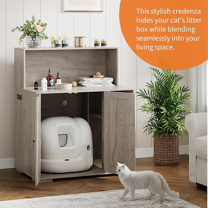 Large Cat Litter Enclosure with Litter Collector, Enclosure for Self-Cleaning Litter Boxes,Adjustable Shelf for Dog Proof,Charging Station, Large Hidden Litter Box for Cat, Cat House - Image 2