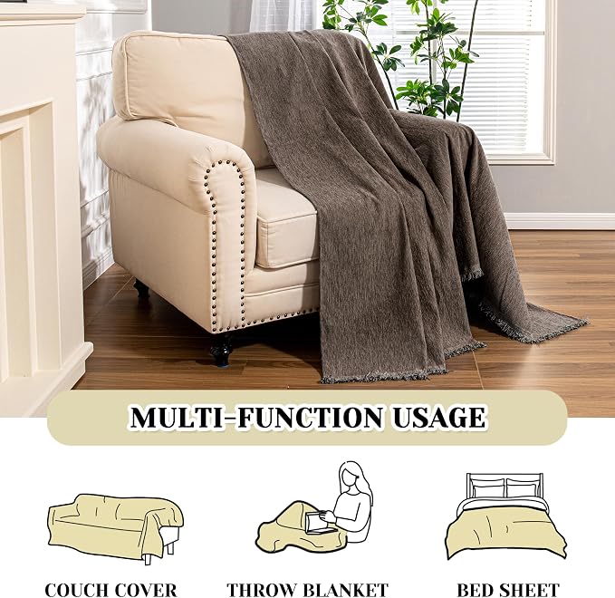 MEETSKY Oversized Chair Cover Small Couch Cover Chair Covers Armchair for Dog Sofa Throw Cover for Sofa Single Recliner, Chenille Sofa Slipcovers for Pets, 71" x 91", Dark Chocolate - Image 7