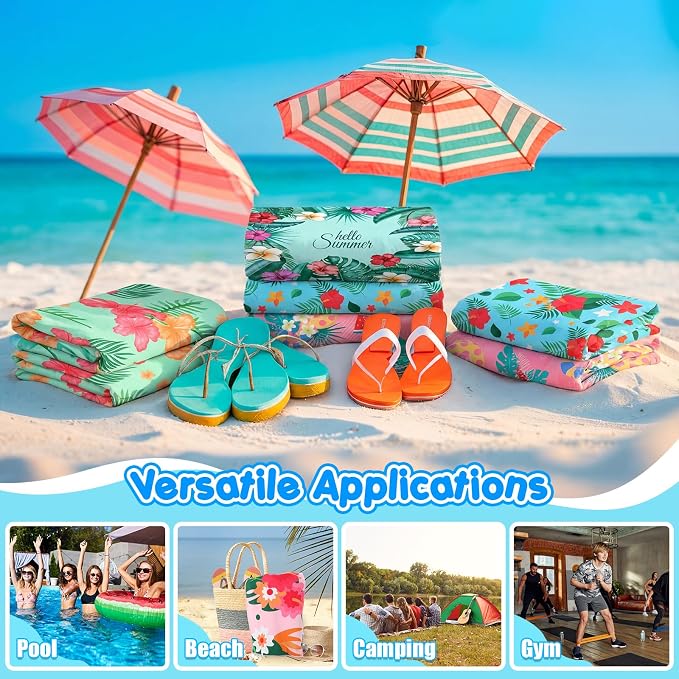 FuWeave 20 Pack Microfiber Beach Towel 28 x 55 Inch Oversized Large Quick Dry Thin Beach Towels for Pool Camping, Sand Free Lightweight Blanket for Women Adults Travel Swimming Sport (Fresh Floral) - Image 5
