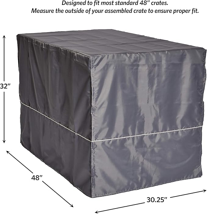 New World Midwest Homes for Pets XL Dog Crate Cover, Polyester Privacy Kennel Cover Fits Most 48-inch Crates, Light Gray, Machine Washable, Reduces Barking & Chewing - Image 5