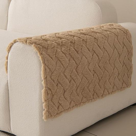 Waterproof Dog Bed Cover Non Slip Couch Cover for Dogs Washable Soft Faux Fur Sofa Cover Couch Covers for 3 Cushion Couch Sofa Pet Friendly (Dark Beige, 22.5x22.5（2pc）) by Unknown