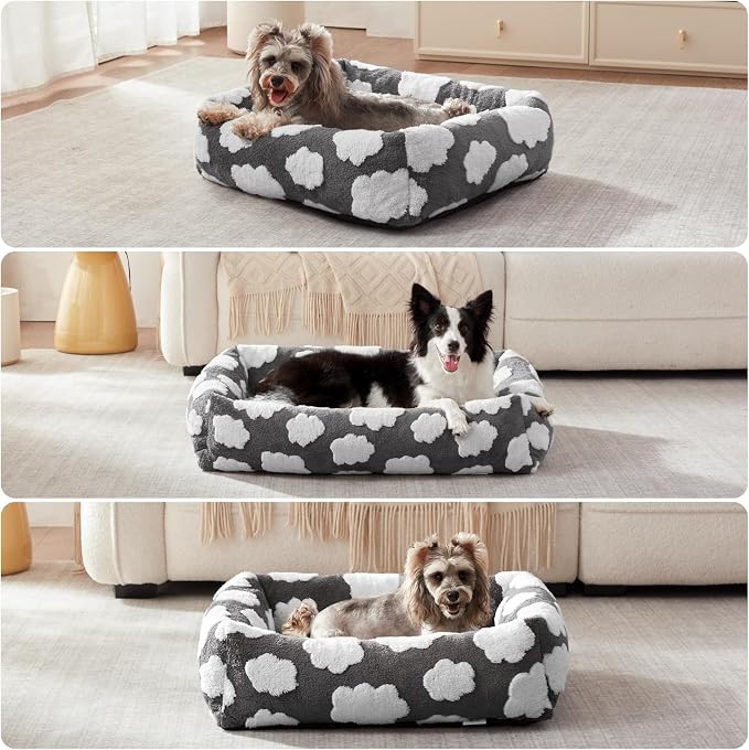 JOEJOY Large Dog Beds Large Sized Dog, Rectangle Washable Orthopedic Pet Bed with Removable Zipper Cover, Cute Soft Calming Puppy Pet Bed with Jacquard Shaggy Plush & Non Skid Bottom - Image 8