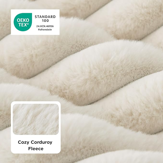 Bedsure ComfyFleece™ Fluffy Balanced Support Large Dog Bed for Crate,35x22 | Golden Ratio Chopped Foam & PP Cotton, Upscale Home Decor,Waterproof Liner, Removable Washable Cover, Nonslip Bottom,Cream - Image 2