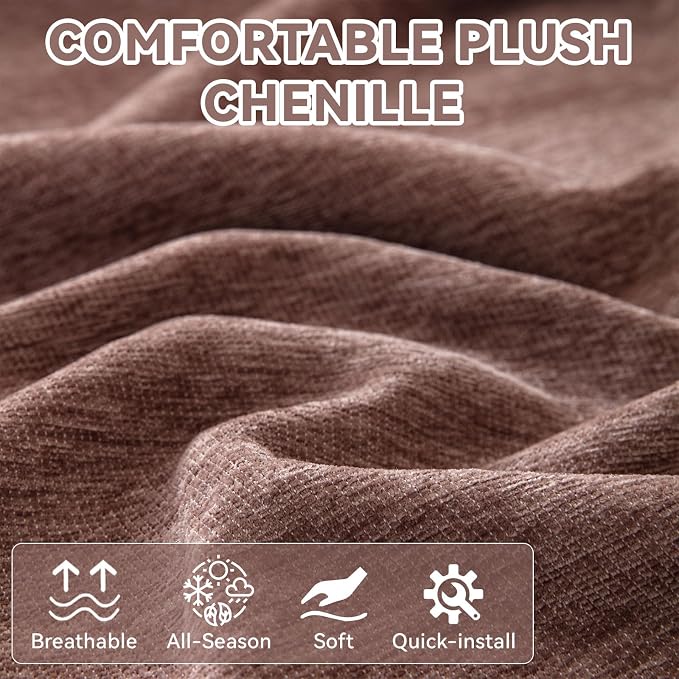 VClife Bohemian Brown Sofa Cover, Washable Pet Couch Covers for 3-4 Cushion Couch Sofa, Breathable Skin-Friendly Home Decor for Living Room Sofa Furniture Protector Futon Cover with Lace 71"X150" - Image 4