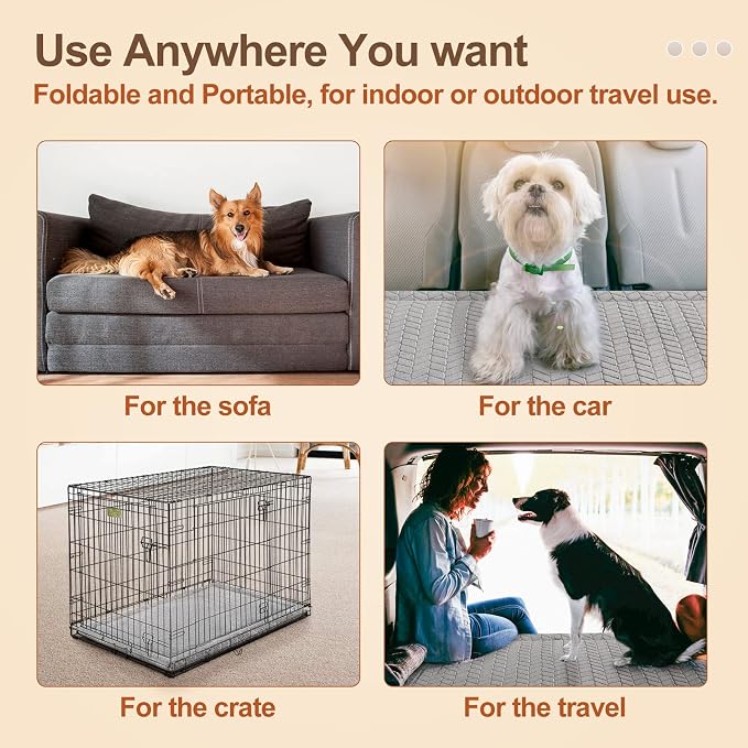 BEAUTYZOO Dog Bed Crate Pad 36 x 24 inch, Washable Dog Crate Mat for Large Sized Dogs, Anti-Slip Pet Crate Bed Kennel Pad, Durable Cozy Puppy Sleeping Mat Rectangle Mattress, Grey - Image 2