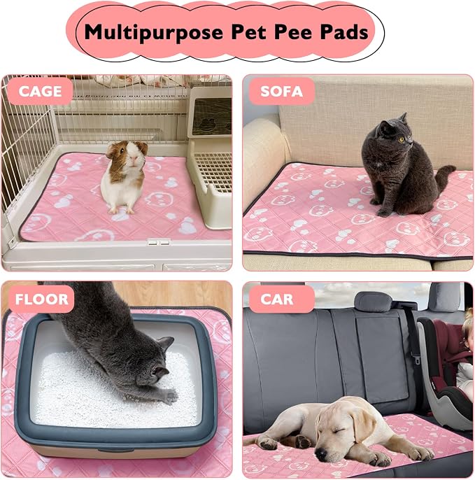 2 Pack Guinea Pig Bedding - Washable Guinea Pig Liner for Midwest Cage, Waterproof Reusable & Anti Slip Pee Pads Super Absorbent Mats for Small Animals Rabbit Hamster Rat (Pink, 48 x 24 Inch) - Image 7
