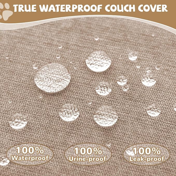 Waterproof Non-Slip Couch Cover for Pets & Dogs, Khaki 71" x 134" | Pet Sofa Cover, Washable, Pet Friendly, Anti Cat Scratch, Furniture Protector, for 3 Cushion Couch Sectional L Shaped Sofa - Image 3