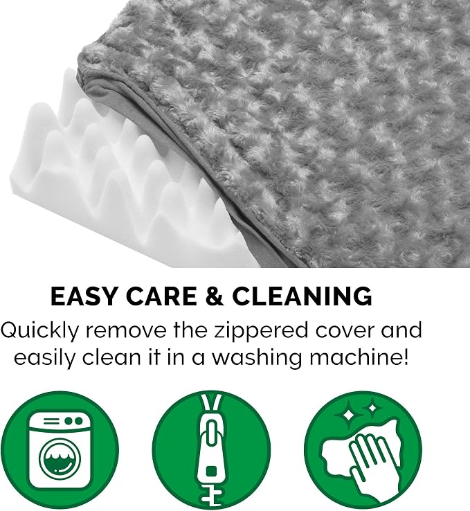 FurHaven Orthopedic Dog Bed for Large Dogs, Mattress Style Bed, Orthopedic Egg Crate with a solid Orthopedic Foam Base for Joint Support, Washable Cover, Large, Plush Faux Fur & Suede, Gray - Image 8
