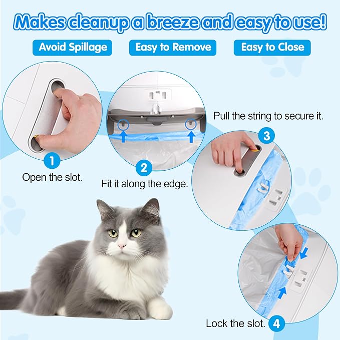 120count Automatic Litter Box Bags for Cat High-Density Polyethylene Compatible with MeoWant MW-SC01 MW-SC02 1.5 Mil Thick 22 lb Max Disposable Heavy Duty Scent Free - Clear 17.7 x 19.7 - Image 5