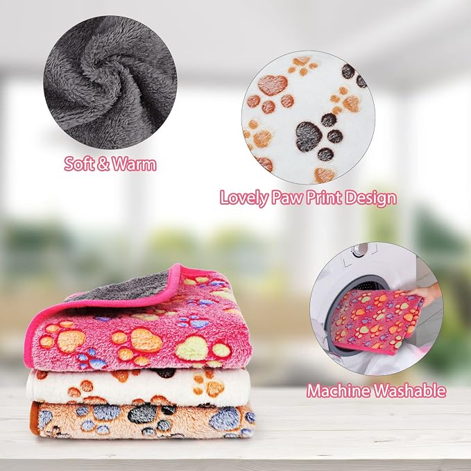 YUEPET Waterproof Guinea Pig Blankets Washable 3 Pack Small Animal Fleece Cage Liners Pet Soft Sleep Mat Pad Cover Warm Flannel Throw for Hamster Guinea Pig Rabbit Chinchilla Hedgehog Ferret 23"×16" - Image 3