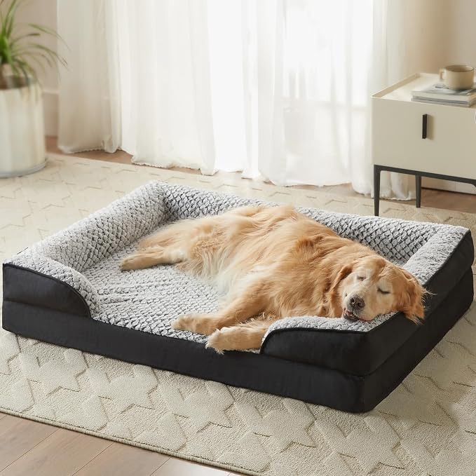 LEXTRO Orthopedic Dog Bed for Medium Dogs, Comfy Sleeping Dog Sofa Bed | 28x23 Inch Medium Dog Bed with Sides, Non-Slip Bottom and Egg-Crate Foam Dog Couch Bed with Washable Removable Cover by LEXTRO