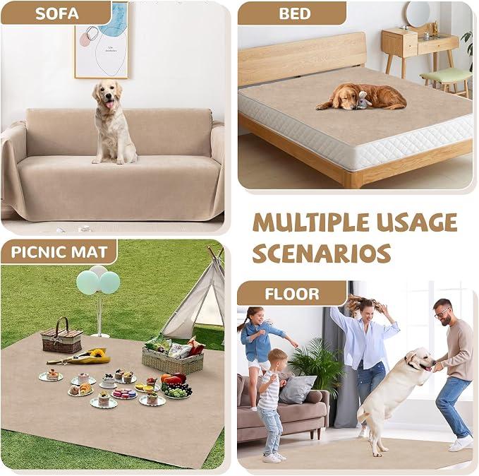 Waterproof Non-Slip Couch Cover for Pets & Dogs, Khaki 71" x 118" | Pet Sofa Cover, Washable, Pet Friendly, Anti Cat Scratch, Furniture Protector, for 3 Cushion Couch Sectional L Shaped Sofa - Image 8