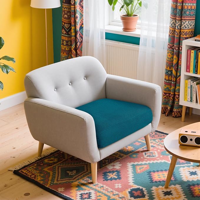 Hokway Couch Cushion Covers Stretch Cushion Covers Sofa Seat Cushion Slipcover Cushion Protector(Teal, Small) - Image 2