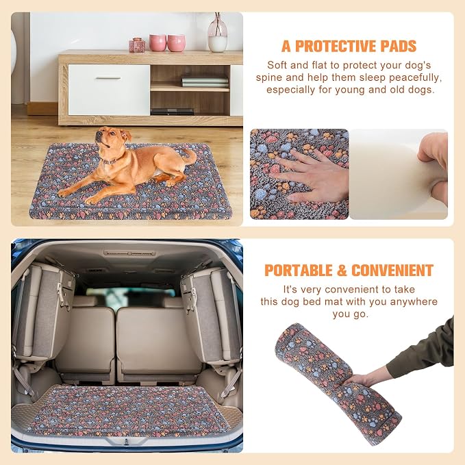 BEAUTYZOO Dog Bed Crate Pad 48 x 30 inch, Washable Dog Crate Mat for XX-Large Sized Dogs, Anti-Slip Pet Crate Bed Kennel Pad, Durable Cozy Puppy Sleeping Mat Rectangle Mattress, Colorful Paw - Image 6