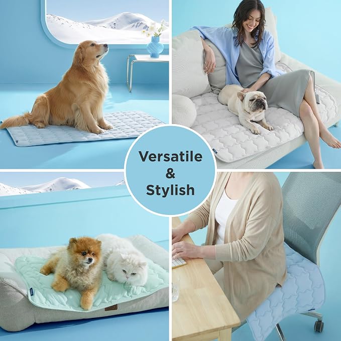 Bedsure Cooling Mat for Medium Dogs, Q-Max>0.5 Thin Breathable Cold Crate Pad for Pet, Portable Washable Kennel Bed for Summer Active Dog with Chill Cool Soothing Fabric to Rapid Cooling, 29x21, Grey - Image 5